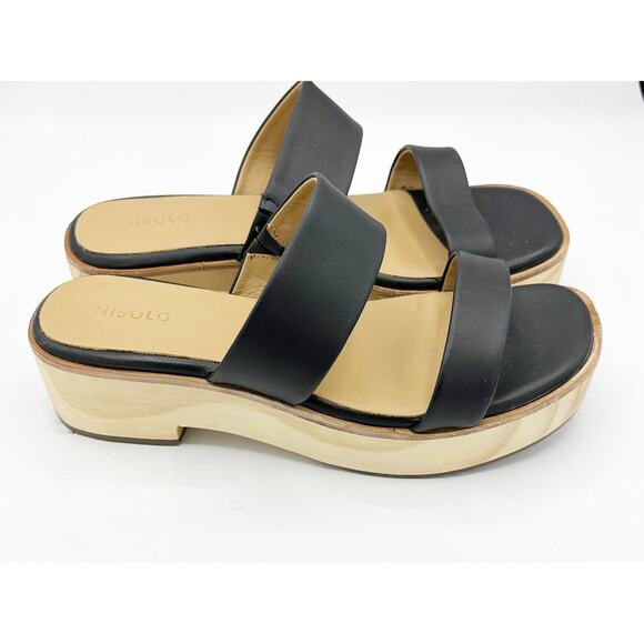 Nisolo Ellie All-Day Leather Double Strap Clog in Black Size 8 - Picture 3 of 8